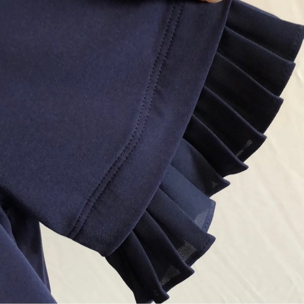 Michael Kors navy blue shirt ruffle sleeve dress size Large